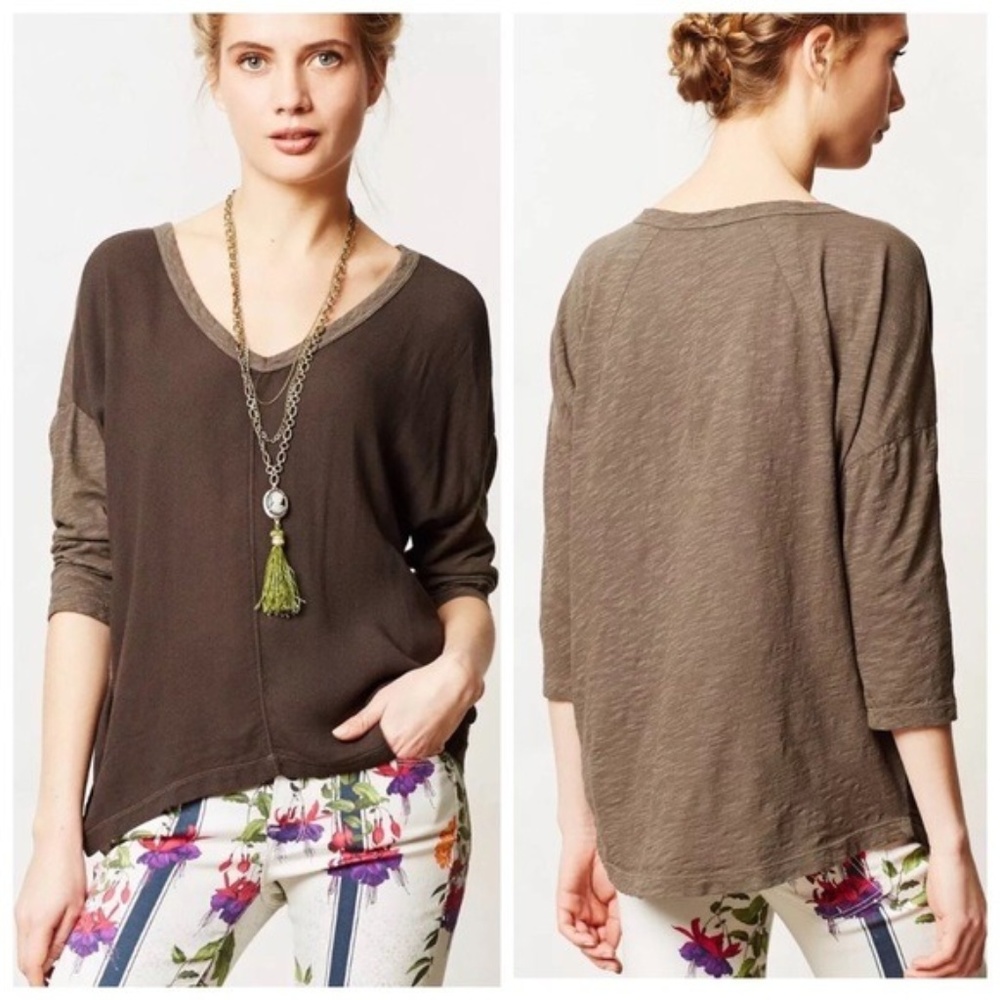 Anthropologie Left of Center Brown Duet Dolman Top